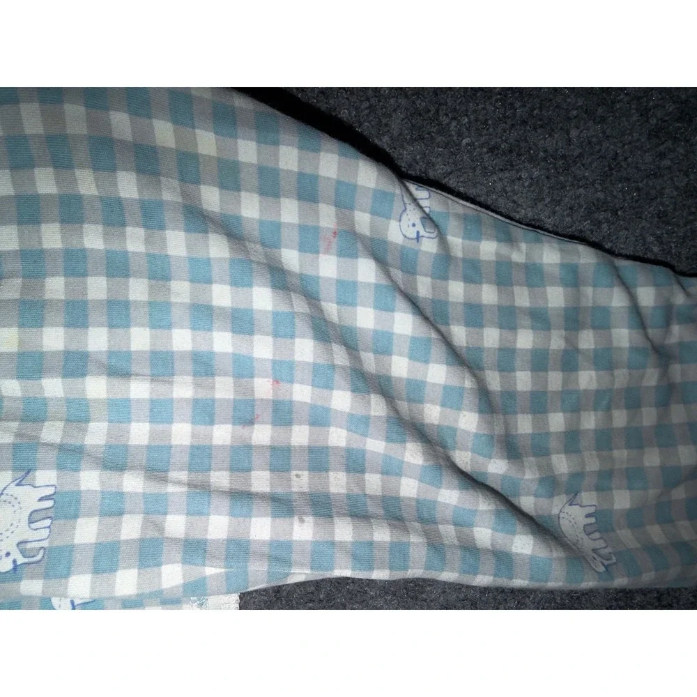 Roller Rabbit Kids Blue Gingham Hathi Elephant Pima Cotton Pajama Set 6 AS IS